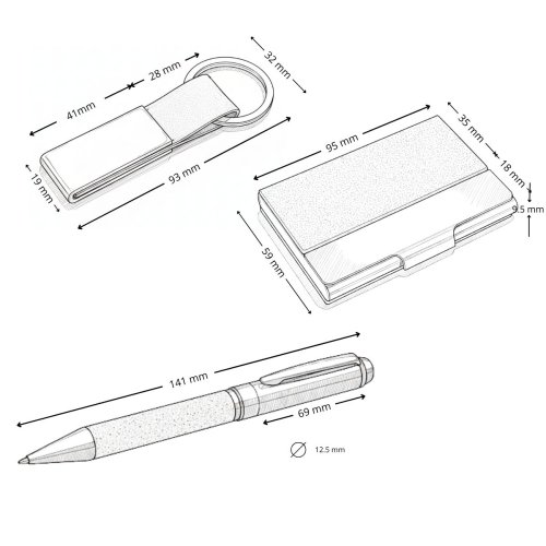 Set TORAJA: Bolígrafo, Llavero y Porta tarjetas