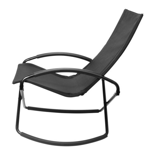 Silla mecedora negra con apoya-brazos