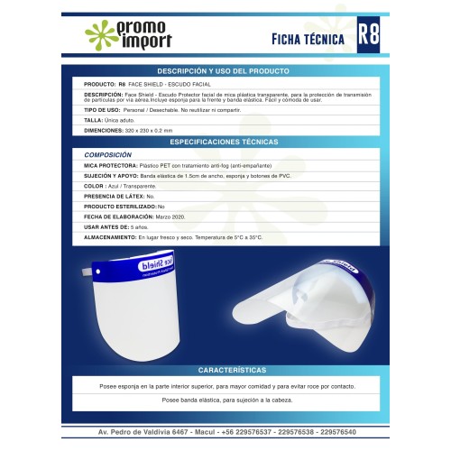 Set de 10 Face Shield - Escudo Facial
