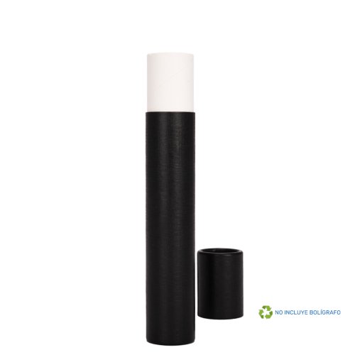 Tubo Porta-Lápiz o Bolígrafo, en cartón forrado negro.