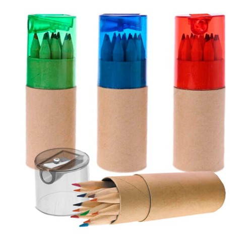 LAPICES DE 12 COLORES, ESTUCHE ECOLOGICO CON SACAPUNTA.
