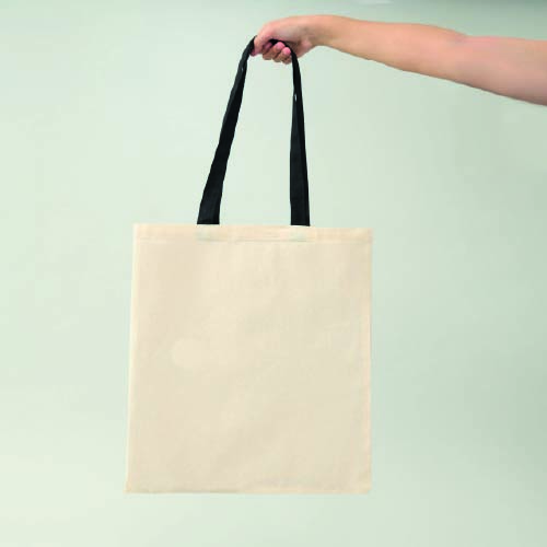 Bolsa de algodón con manilla negra | 42x38 (cm) 