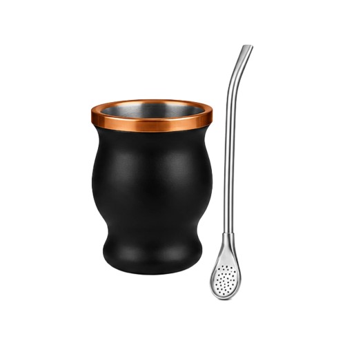 Set de Mate color ENCOBRIZADO /NEGRO con Bolso MAT02