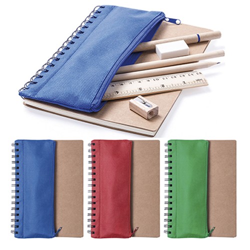 Set Cuaderno - Libreta Tapa Cartón + Estuche N28