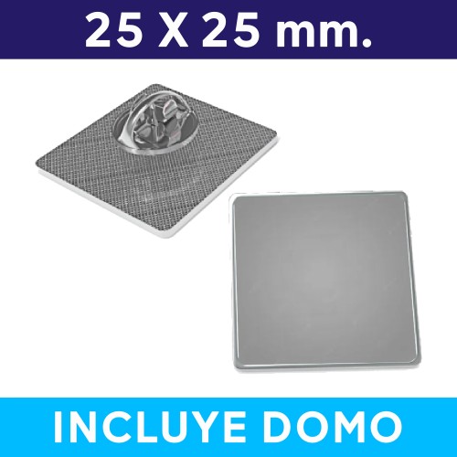 Piocha con Domo Broche Cuadrado PLATEADO (pins)
