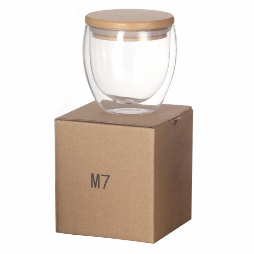 Vaso Vidrio doble Pared con Tapa M7
