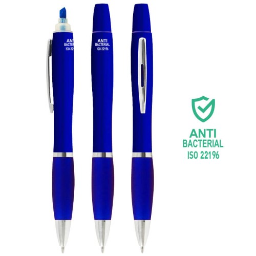 Bolígrafo Lápiz Plástico Anti-bacterial + Destacador CO30