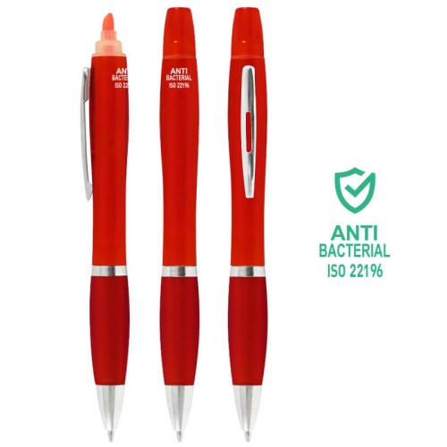 Bolígrafo Lápiz Plástico Anti-bacterial + Destacador CO30