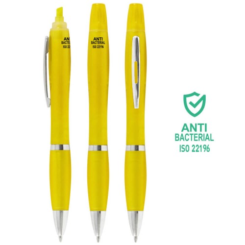 Bolígrafo Lápiz Plástico Anti-bacterial + Destacador CO30