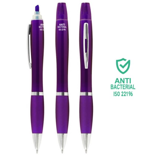 Bolígrafo Lápiz Plástico Anti-bacterial + Destacador CO30