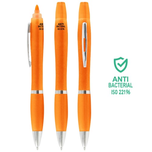 Bolígrafo Lápiz Plástico Anti-bacterial + Destacador CO30