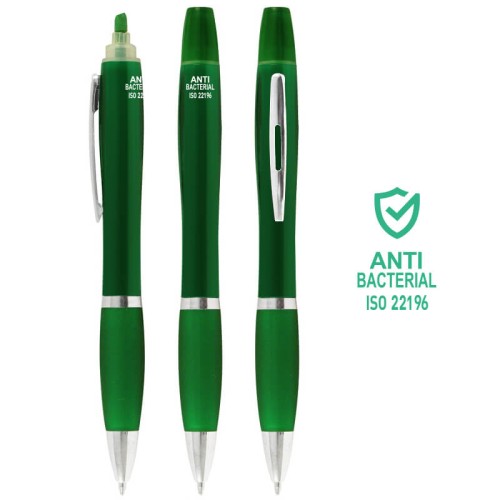 Bolígrafo Lápiz Plástico Anti-bacterial + Destacador CO30
