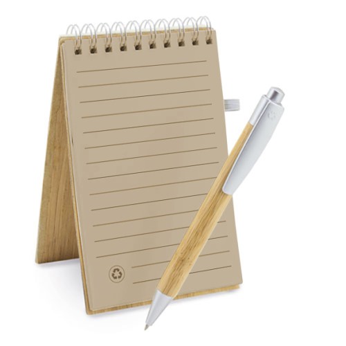 Set Cuaderno - Libreta Tapa Bamboo + Bolígrafo N29