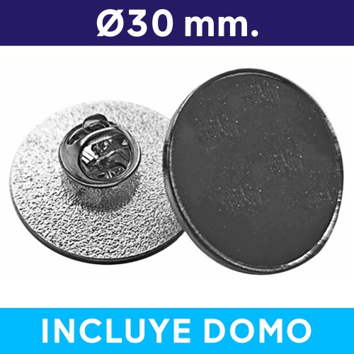 Piocha con Domo Broche Redondo 30mm PLATEADO (pins)