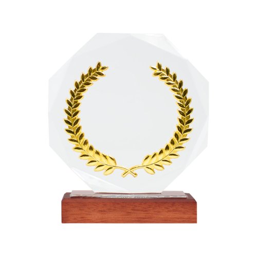 Trofeo Galvano de Madera, Cristal y Acero 