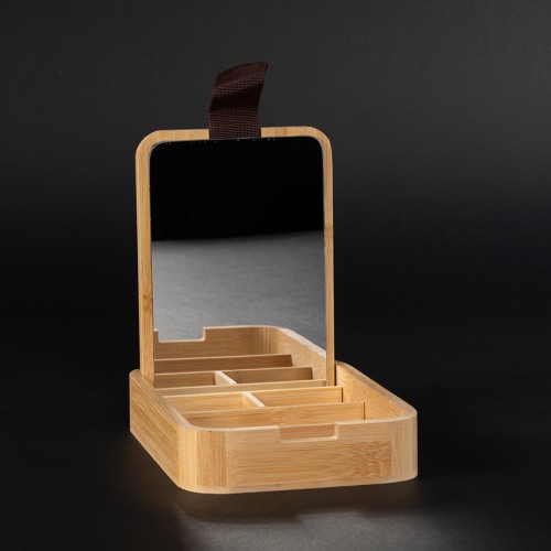Caja organizadora de Bamboo con espejo 