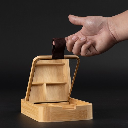 Caja organizadora de Bamboo con espejo 