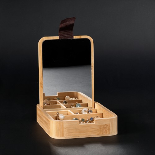 Caja organizadora de Bamboo con espejo 