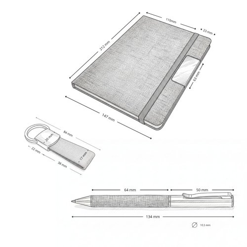 Set PARATY: Libreta de Notas, Bolígrafo y Llavero